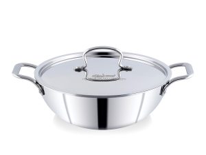 Classic Steels Triply Deep Kadhai With Lid | Stainless Steel Deep Kadhai | Gas & Induction Compatible | Cookware for Indian Cooking | 2.5mm Thickness