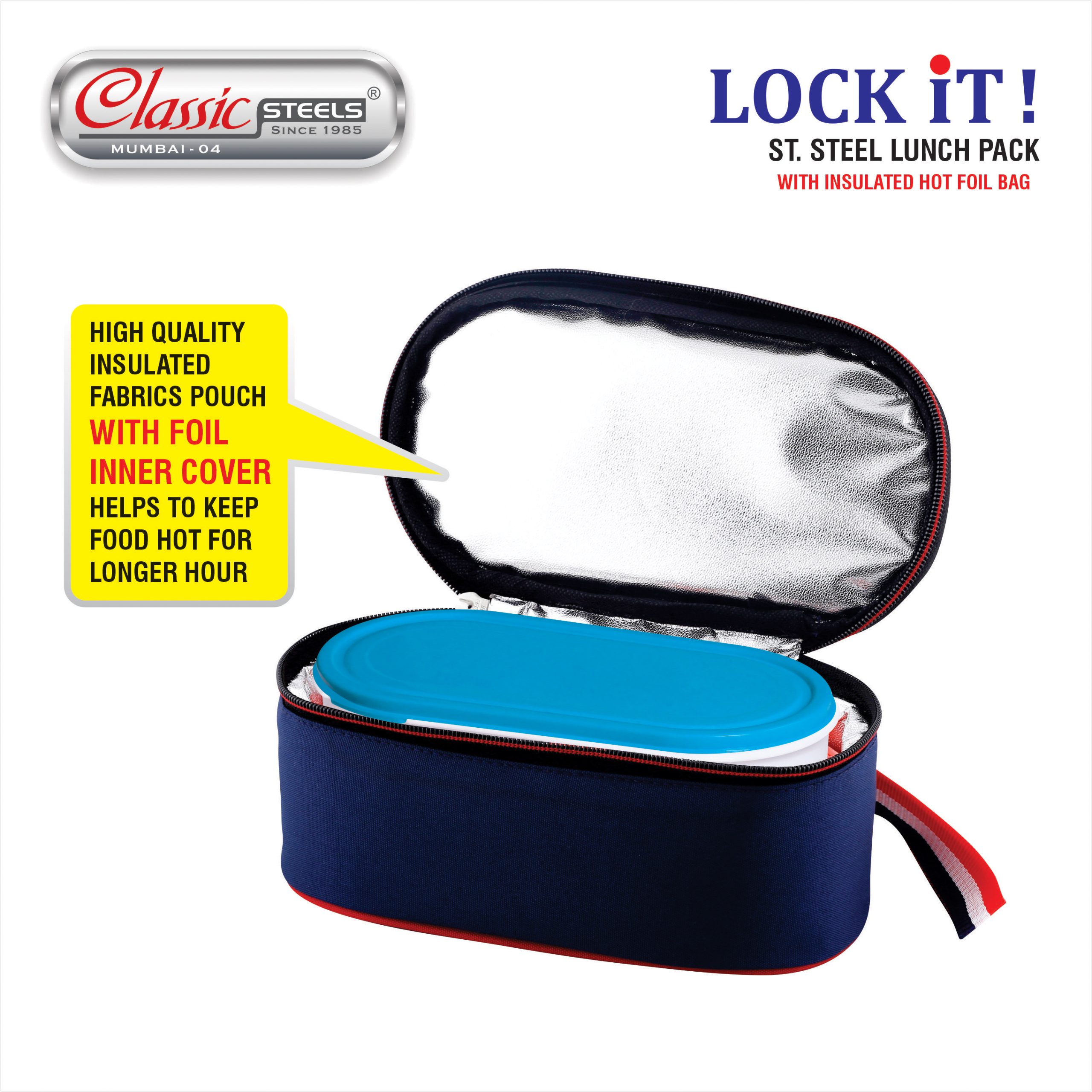 CLASSIC LOCK IT – 2+1 BLUE LUNCH BOX – 3