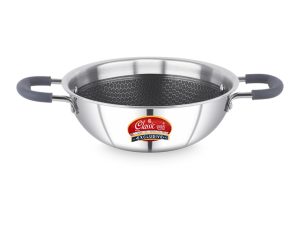 Classic Steels Hexa Comb Triply Kadai Without Lid | Non-Stick Stainless Steel Kadhai for Cooking | Induction & Gas Compatible | 2.5mm Thickness | Durable Stay Cool Silicon Handle