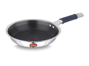 Classic Steels Hexa Comb Triply Frypan without Lid | Stainless Steel Non-Stick Fry Pan | Induction & Gas Compatible | 2.5mm Thickness | Durable Stay Cool Silicon Handle