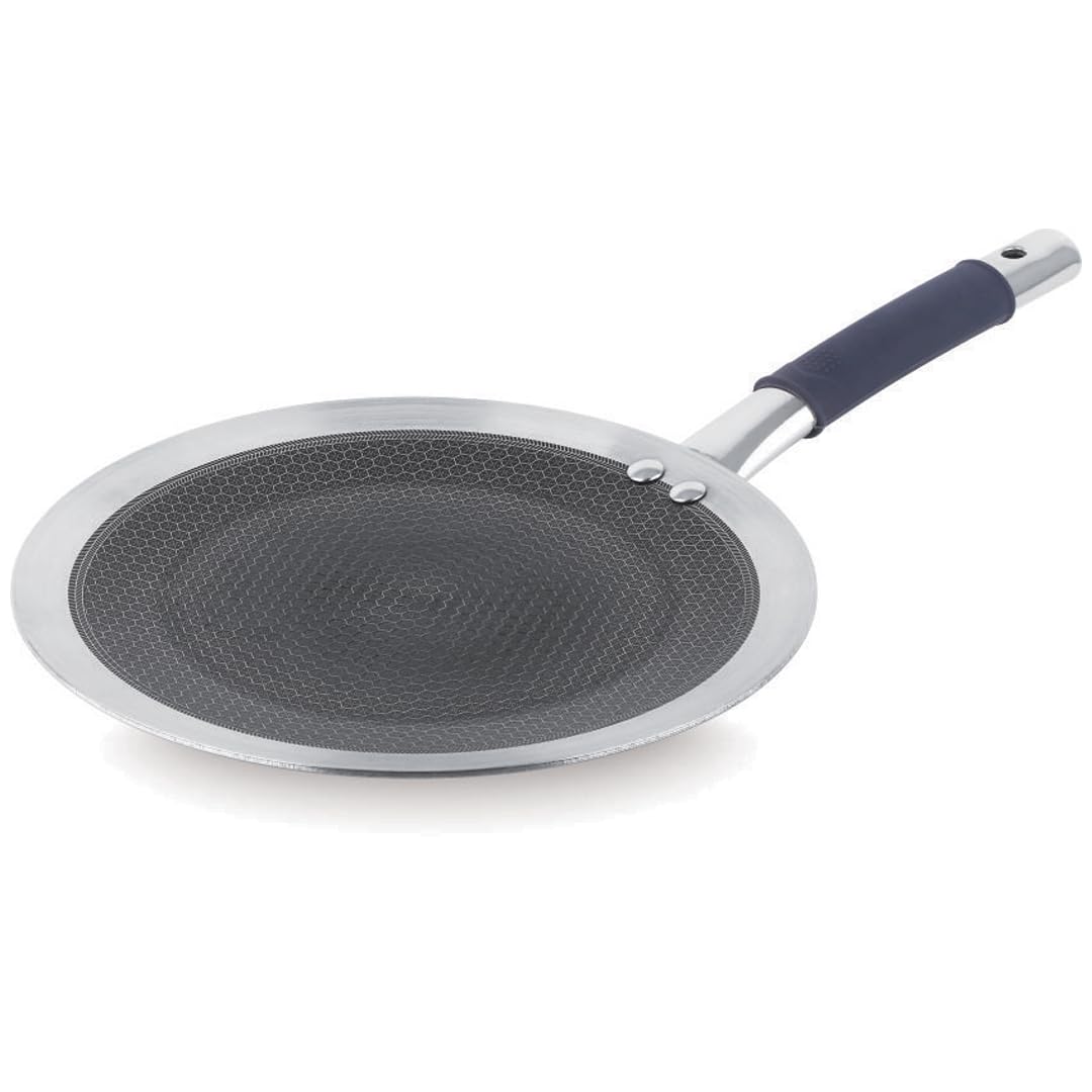 Classic Steels Hexa Comb Roti Tawa 3.5mm Thick | Non-Stick Triply Stainless Steel Roti Tawa for Roti, Chapati, Paratha | Induction & Gas Compatible| Durable Stay Cool Silicon Handle