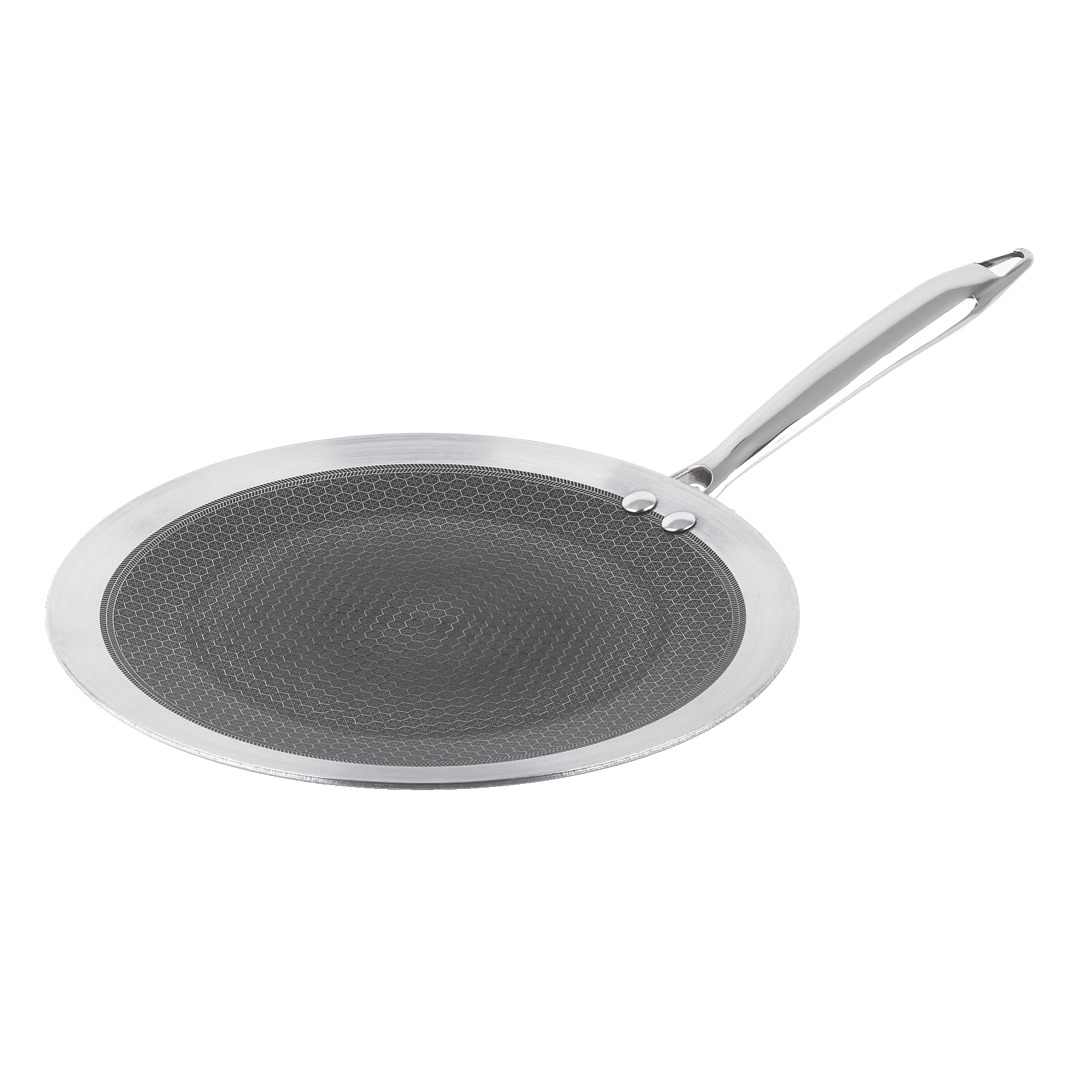 Classic Steels Hexa Comb Roti Tawa 3.5mm Thick | Non-Stick Triply Stainless Steel Roti Tawa for Roti, Chapati, Paratha | Induction & Gas Compatible| Durable Stay Cool Steel Handle