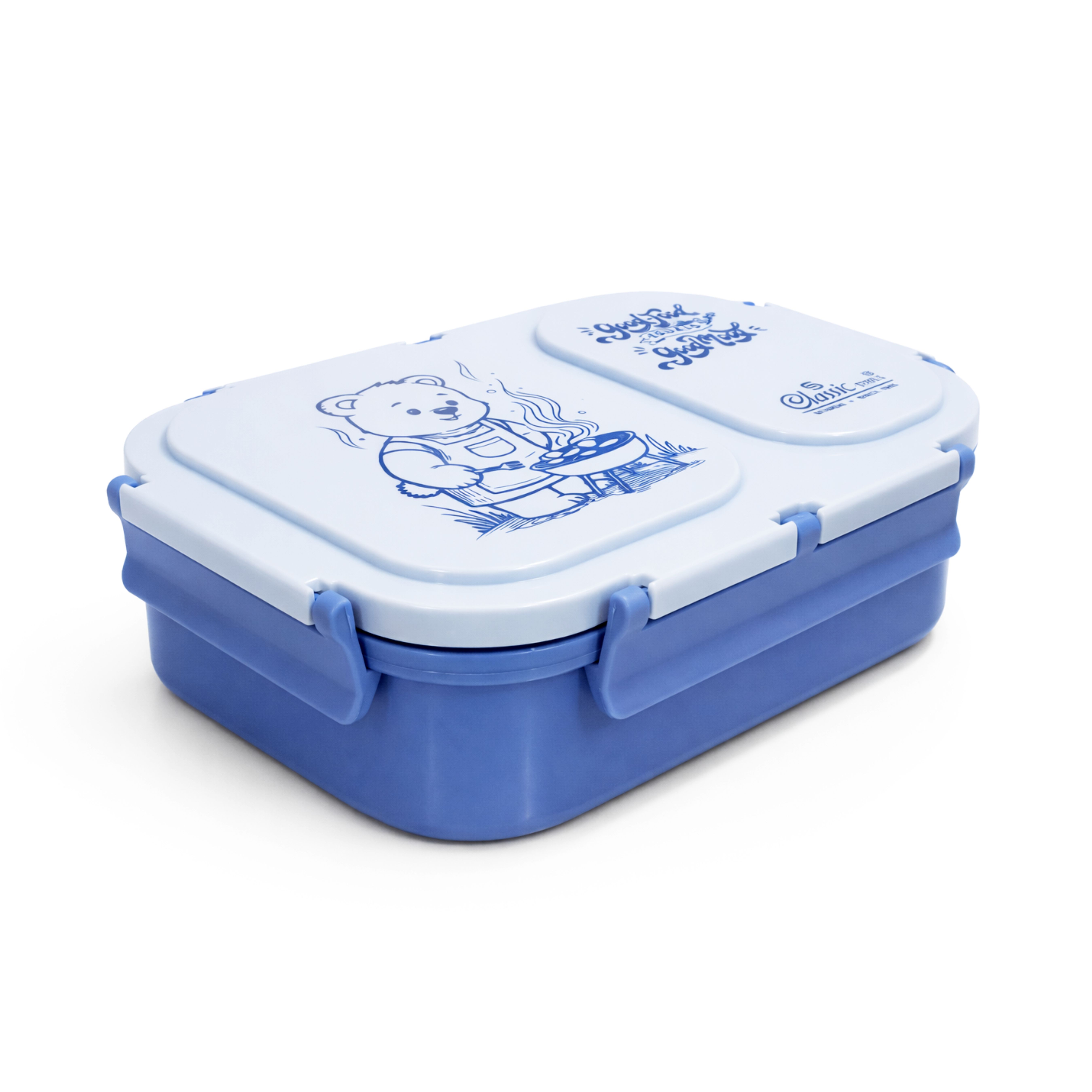 Classic Steels Bento Duo Lunch Box for Kids (600ml) | 2 Compartments Stainless Steel Insulated Tiffin Box | Leak-Proof Silicone Seal | School Lunch Box | Blue