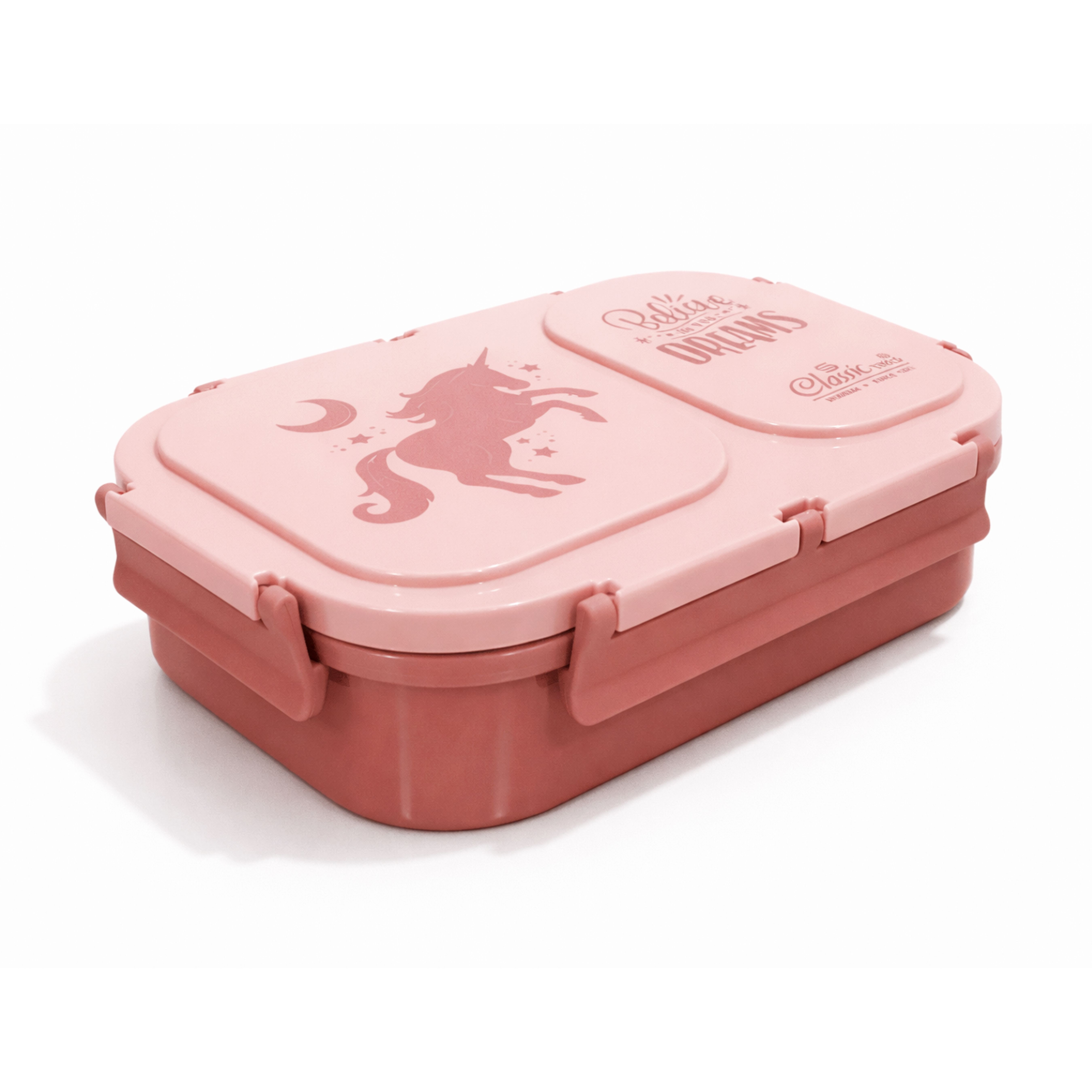 Classic Steels Bento Duo Lunch Box for Kids (600ml) | 2 Compartments Stainless Steel Insulated Tiffin Box | Leak-Proof Silicone Seal | School Lunch Box | Pink