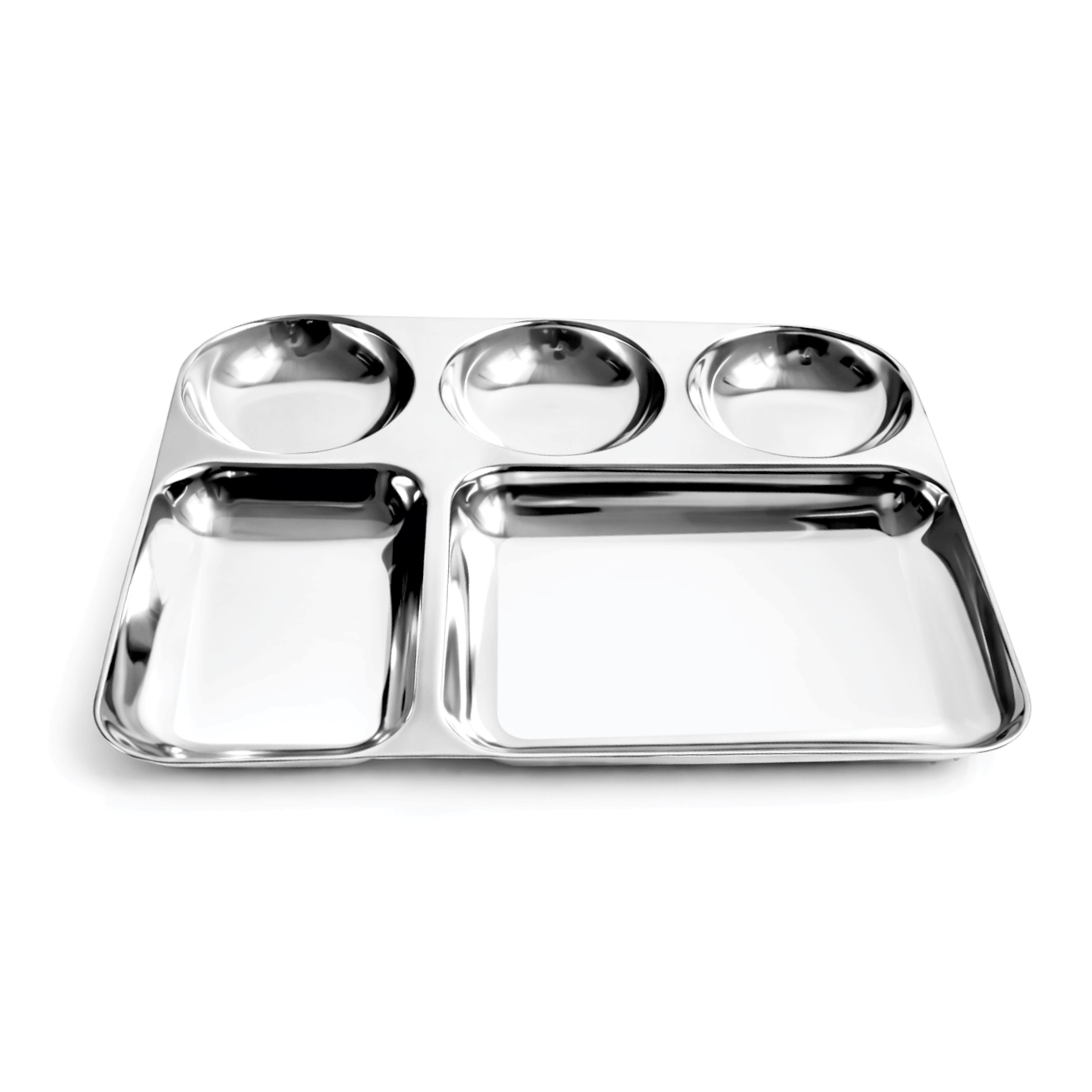 Classic Steels 5-in-1 Stainless Steel Bhojan Thali Set| Round Dinner Plate with Compartment|Vatika Style Meal Tray for Home, Hotel & Catering Durable Food Grade Steel Thali for Lunch & Dinner
